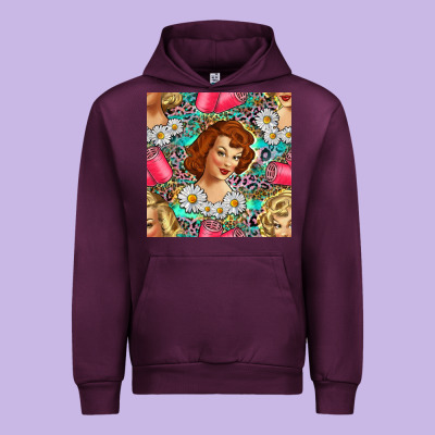 Hairdresser Western Girl And Hair Curler Seamless Pattern Bbs Urban Hoodie Designed By Bundleandbundleshop