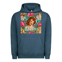 Pigment Midnight Navy Hairdresser Western Girl And Hair Curler Seamless Pattern Bbs Urban Hoodie - BundleAndBundleShop