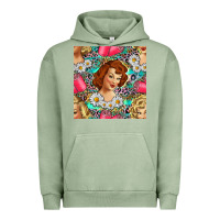Pigment Oil Green Hairdresser Western Girl And Hair Curler Seamless Pattern Bbs Urban Hoodie - BundleAndBundleShop