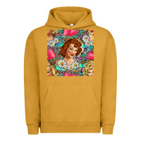 Pigment Peanut Butter Hairdresser Western Girl And Hair Curler Seamless Pattern Bbs Urban Hoodie - BundleAndBundleShop