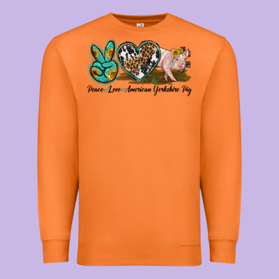 Peace Love Yorkshire Pig Premium Sweatshirt Designed By Lillyallendesigns