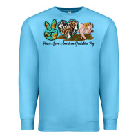 Ocean Blue peace love yorkshire pig Premium Sweatshirt - LillyAllenDesigns