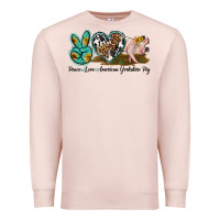 Pale Pink peace love yorkshire pig Premium Sweatshirt - LillyAllenDesigns