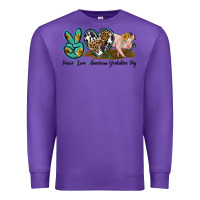 Purple peace love yorkshire pig Premium Sweatshirt - LillyAllenDesigns
