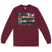 Burgundy super tired super hungry super pregnant Long Sleeve Tee - Zillion Design Studio