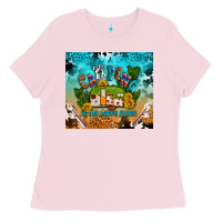 Bubblegum Pink camping is my happy place Ladies Tee - AdoDesignShop