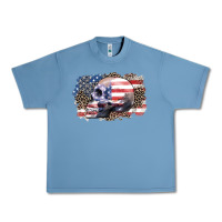 Pebble Blue american skull Urban Heavy Tee - Zillion Design Studio