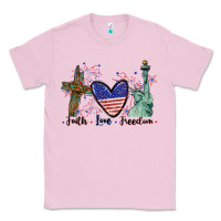 Bubblegum Pink Faith love Freedom 4th of july Classic Tee - CowGirlArtShop