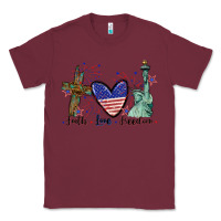 Burgundy Faith love Freedom 4th of july Classic Tee - CowGirlArtShop