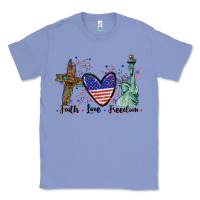 Colony Blue Faith love Freedom 4th of july Classic Tee - CowGirlArtShop