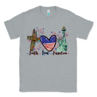 Heather Grey Faith love Freedom 4th of july Classic Tee - CowGirlArtShop