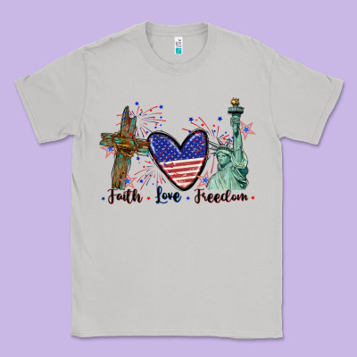 Faith Love Freedom 4th Of July Classic Tee Designed By Cowgirlartshop