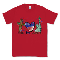 Red Faith love Freedom 4th of july Classic Tee - CowGirlArtShop