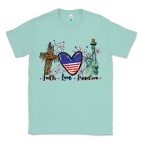 Seafoam Faith love Freedom 4th of july Classic Tee - CowGirlArtShop