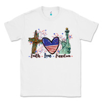 White Faith love Freedom 4th of july Classic Tee - CowGirlArtShop