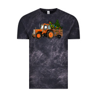Cloud Black Christmas Orange Farm Tractor Vintage Tee - RanaPortraitStore