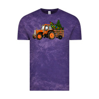 Cloud Purple Christmas Orange Farm Tractor Vintage Tee - RanaPortraitStore