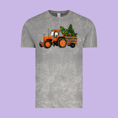 Vintage Tee Christmas Orange Farm Tractor