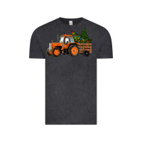 Vintage Black Christmas Orange Farm Tractor Vintage Tee - RanaPortraitStore