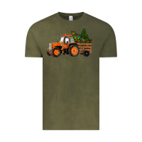 Vintage Olive Christmas Orange Farm Tractor Vintage Tee - RanaPortraitStore