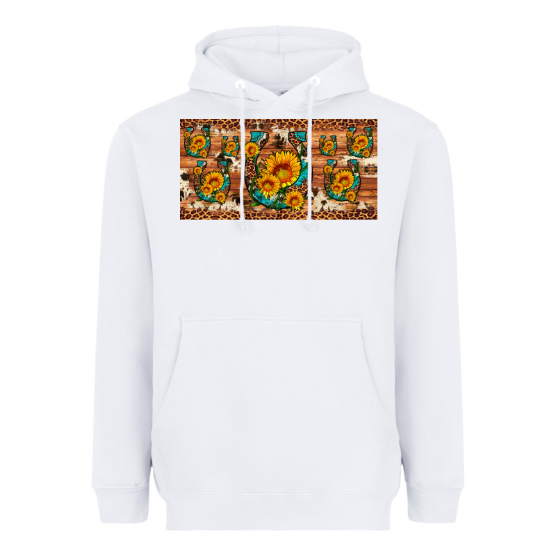 Sunflower Gemstone Leopard Cowhide Horseshoe License Plate Heavyweight Hoodie by Artiststas | Teevron