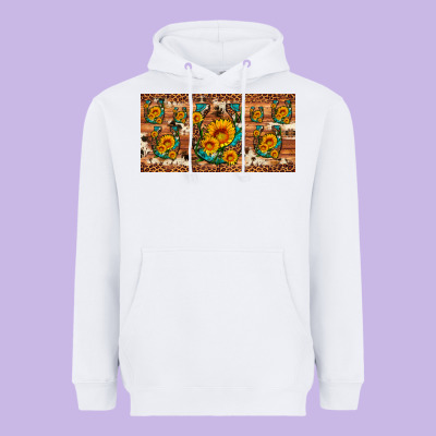 Sunflower Gemstone Leopard Cowhide Horseshoe License Plate Heavyweight Hoodie Designed By Artiststas