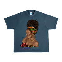 Midnight Navy afro black woman profile juneteenth Urban Heavy Tee - texasbilliewilder