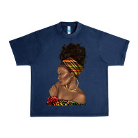 Navy afro black woman profile juneteenth Urban Heavy Tee - texasbilliewilder