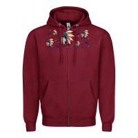 Burgundy patriotic native American headdress 16oz libbey cup Zipper Hoodie - HRA Design Shop