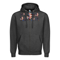 Charcoal Heather patriotic native American headdress 16oz libbey cup Zipper Hoodie - HRA Design Shop