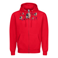 Red patriotic native American headdress 16oz libbey cup Zipper Hoodie - HRA Design Shop