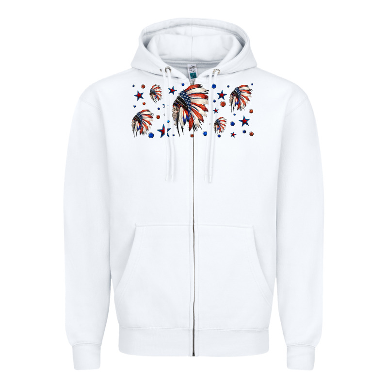 Patriotic Native American Headdress 16oz Libbey Cup Zipper Hoodie by HRA Design Shop | Teevron