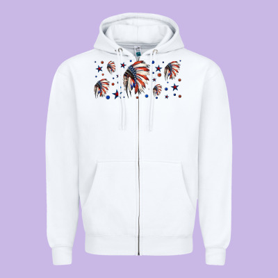 Patriotic Native American Headdress 16oz Libbey Cup Zipper Hoodie Designed By Hra Design Shop
