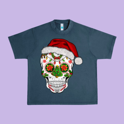 Sugar Skull  Christmas Urban Heavy Tee Designed By Barkaloodesign