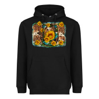 Black sunflower gemstone leopard cowhide horseshoe background Heavyweight Hoodie - Artiststas