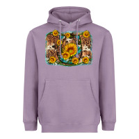 Lavender sunflower gemstone leopard cowhide horseshoe background Heavyweight Hoodie - Artiststas