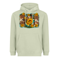 Matcha sunflower gemstone leopard cowhide horseshoe background Heavyweight Hoodie - Artiststas