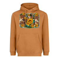 Meerkat sunflower gemstone leopard cowhide horseshoe background Heavyweight Hoodie - Artiststas