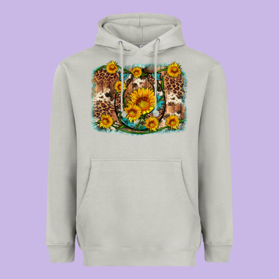Sunflower Gemstone Leopard Cowhide Horseshoe Background Heavyweight Hoodie Designed By Artiststas
