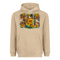 Mushroom sunflower gemstone leopard cowhide horseshoe background Heavyweight Hoodie - Artiststas