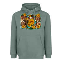 Sage sunflower gemstone leopard cowhide horseshoe background Heavyweight Hoodie - Artiststas