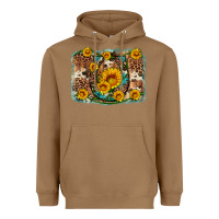 Toasted Coconut sunflower gemstone leopard cowhide horseshoe background Heavyweight Hoodie - Artiststas