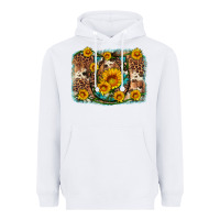 White sunflower gemstone leopard cowhide horseshoe background Heavyweight Hoodie - Artiststas