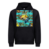 Black Lake Fish And Reeds With Leopard Seamless Pattern Bbs Urban Hoodie - BundleAndBundleShop