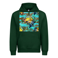 Forest Green Lake Fish And Reeds With Leopard Seamless Pattern Bbs Urban Hoodie - BundleAndBundleShop