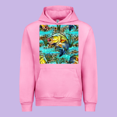 Lake Fish And Reeds With Leopard Seamless Pattern Bbs Urban Hoodie Designed By Bundleandbundleshop