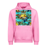 Fuchsia Pink Lake Fish And Reeds With Leopard Seamless Pattern Bbs Urban Hoodie - BundleAndBundleShop