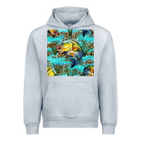 Heather Grey Lake Fish And Reeds With Leopard Seamless Pattern Bbs Urban Hoodie - BundleAndBundleShop