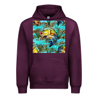 Mauve Wine Lake Fish And Reeds With Leopard Seamless Pattern Bbs Urban Hoodie - BundleAndBundleShop