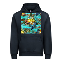 Navy Lake Fish And Reeds With Leopard Seamless Pattern Bbs Urban Hoodie - BundleAndBundleShop
